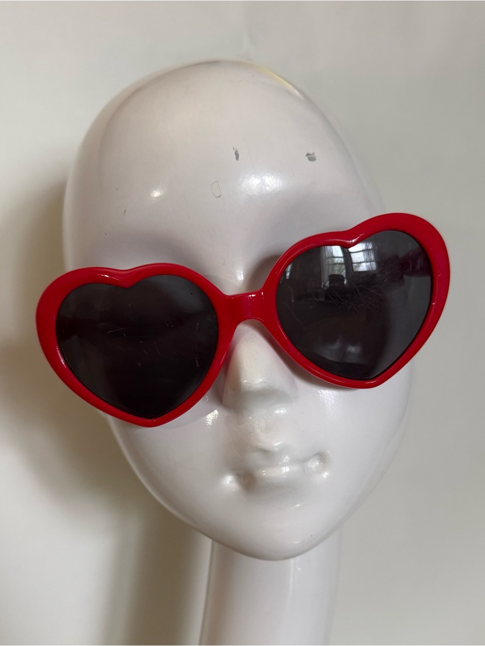 Red Heart Shaped Sunglasses with Black Lenses